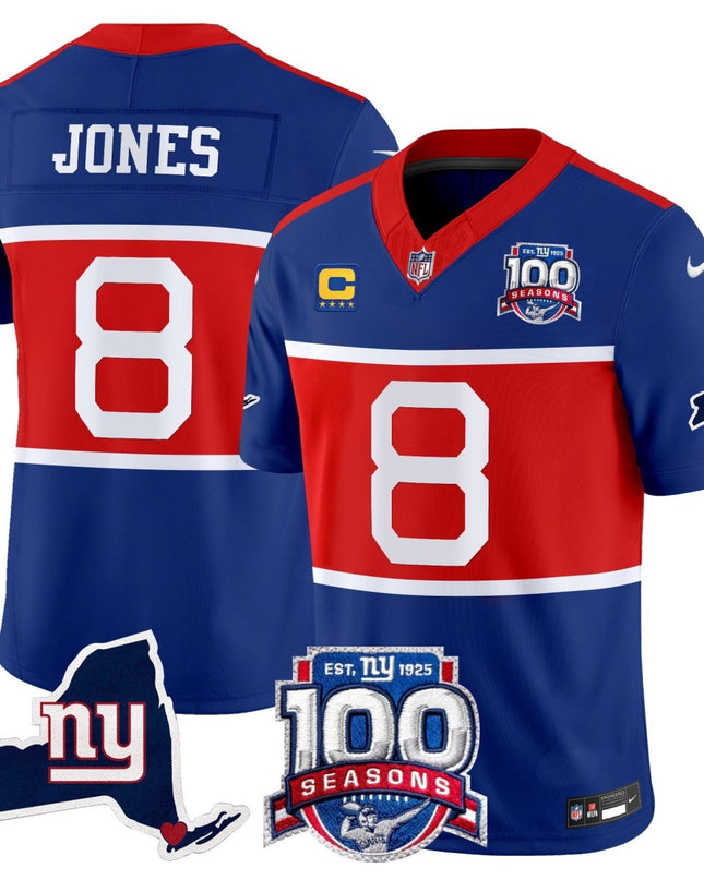 Men's New York Giants 'Century Red' 100th Commemorative Vapor Jersey V2 - All Stitched NYG_KDZ - KINDOZY