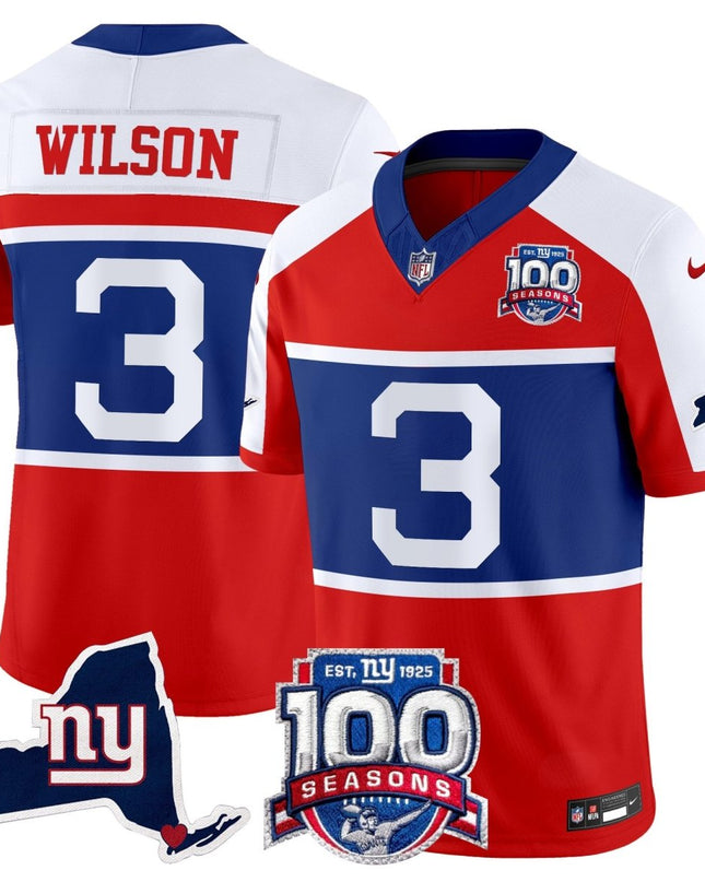 Men's New York Giants 'Century Red' 100th Commemorative Vapor Jersey V2 - All Stitched NYG_KDZ - KINDOZY