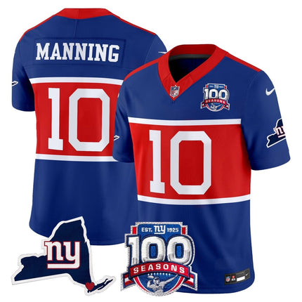 Men's New York Giants 'Century Red' 100th Commemorative Vapor Jersey V2 - All Stitched NYG_KDZ - KINDOZY