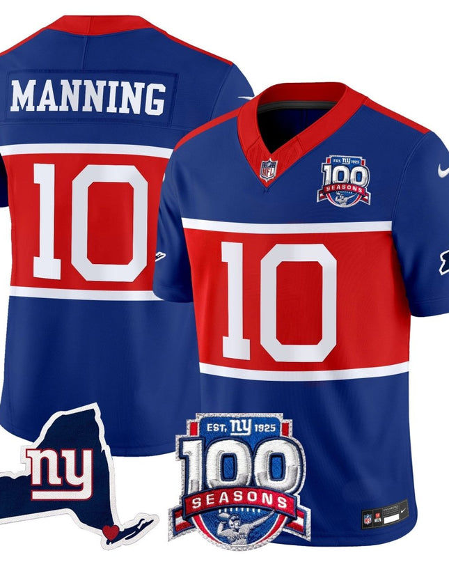 Men's New York Giants 'Century Red' 100th Commemorative Vapor Jersey V2 - All Stitched NYG_KDZ - KINDOZY