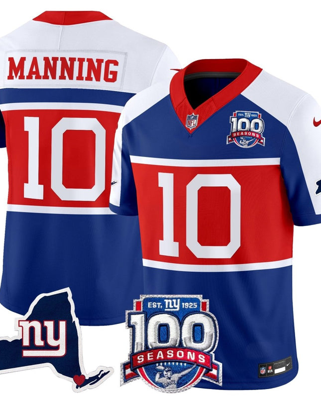 Men's New York Giants 'Century Red' 100th Commemorative Vapor Jersey V2 - All Stitched NYG_KDZ - KINDOZY