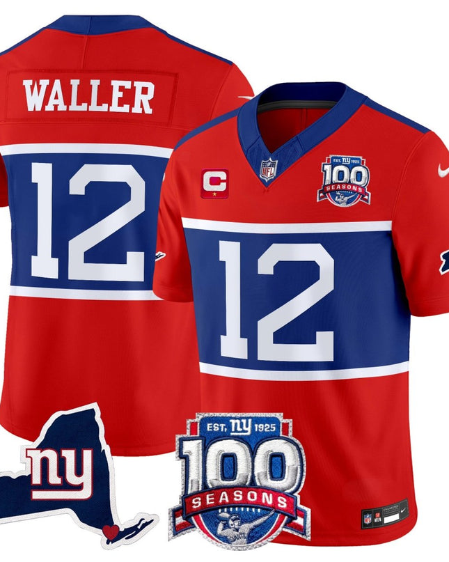 Men's New York Giants 'Century Red' 100th Commemorative Vapor Jersey V2 - All Stitched NYG_KDZ - KINDOZY