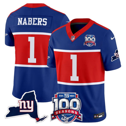 Men's New York Giants 'Century Red' 100th Commemorative Vapor Jersey V2 - All Stitched NYG_KDZ - KINDOZY