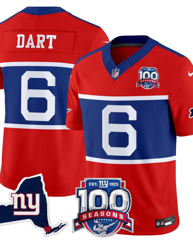 Men's New York Giants 'Century Red' 100th Commemorative Vapor Jersey V2 - All Stitched NYG_KDZ - KINDOZY