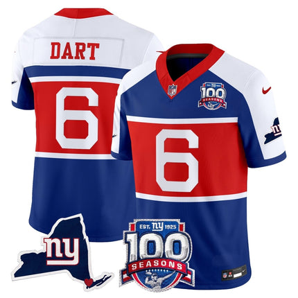 Men's New York Giants 'Century Red' 100th Commemorative Vapor Jersey V2 - All Stitched NYG_KDZ - KINDOZY