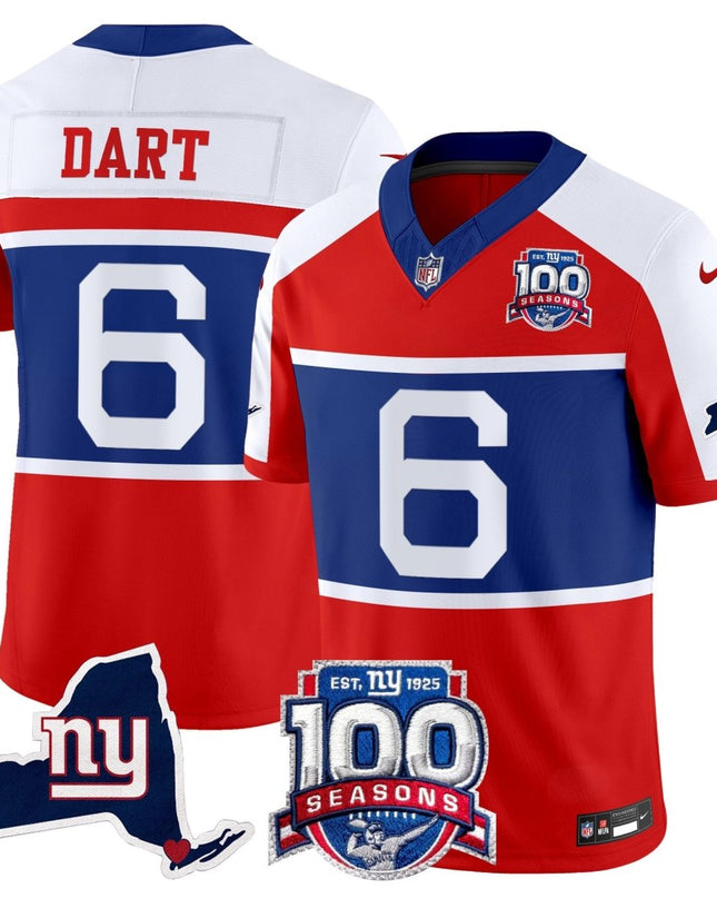 Men's New York Giants 'Century Red' 100th Commemorative Vapor Jersey V2 - All Stitched NYG_KDZ - KINDOZY