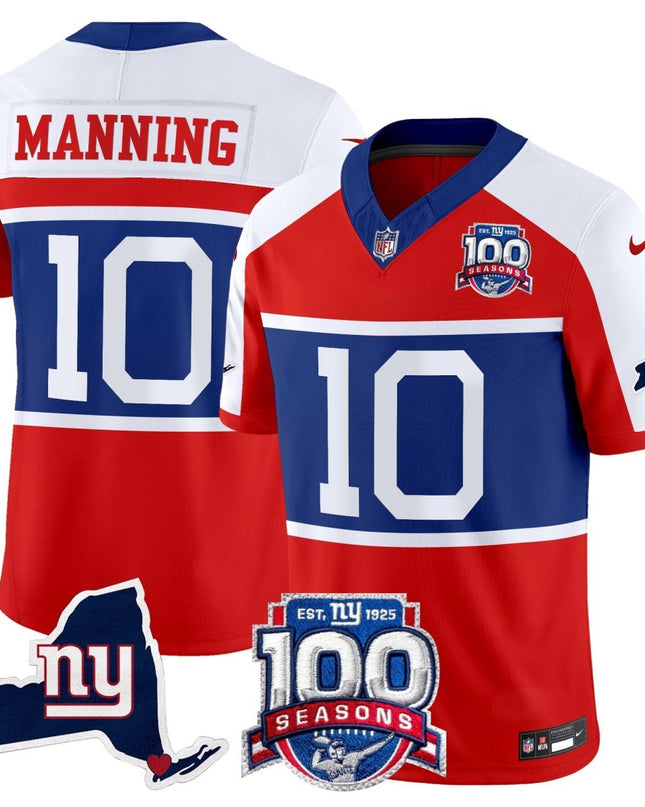 Men's New York Giants 'Century Red' 100th Commemorative Vapor Jersey V2 - All Stitched NYG_KDZ - KINDOZY