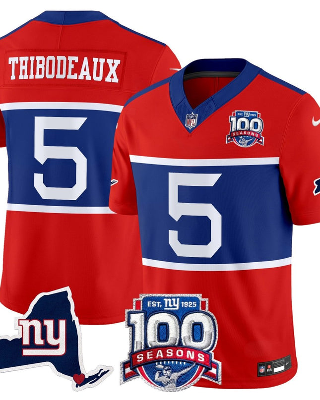Men's New York Giants 'Century Red' 100th Commemorative Vapor Jersey V2 - All Stitched NYG_KDZ - KINDOZY