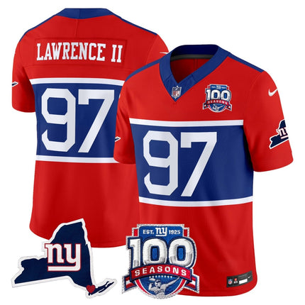 Men's New York Giants 'Century Red' 100th Commemorative Vapor Jersey V2 - All Stitched NYG_KDZ - KINDOZY