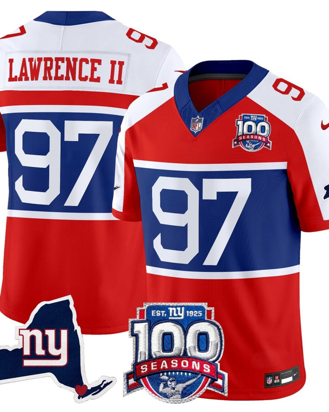 Men's New York Giants 'Century Red' 100th Commemorative Vapor Jersey V2 - All Stitched NYG_KDZ - KINDOZY