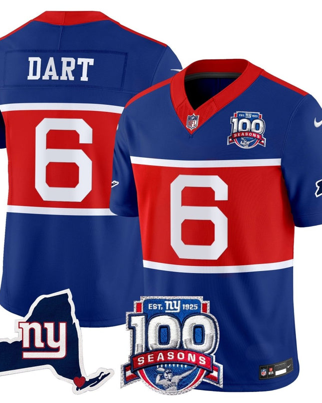 Men's New York Giants 'Century Red' 100th Commemorative Vapor Jersey V2 - All Stitched NYG_KDZ - KINDOZY
