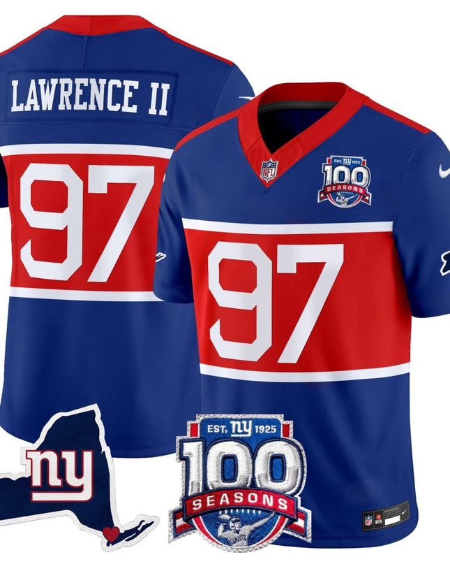 Men's New York Giants 'Century Red' 100th Commemorative Vapor Jersey V2 - All Stitched NYG_KDZ - KINDOZY
