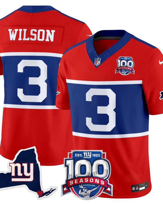 Men's New York Giants 'Century Red' 100th Commemorative Vapor Jersey V2 - All Stitched NYG_KDZ - KINDOZY