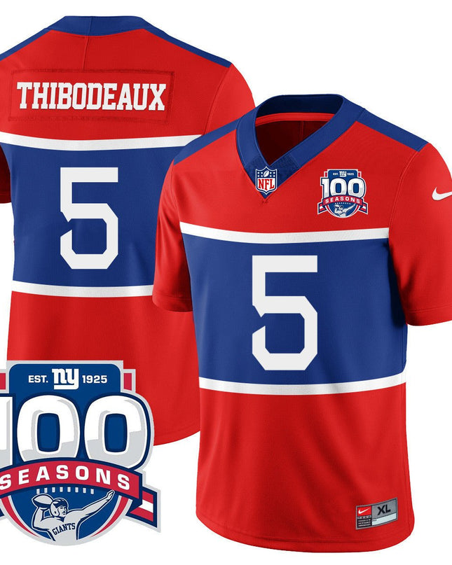 Men's New York Giants "Century Red' 100TH Season Commemorative Jersey TLA - All Stitched NYG_KDZ - KINDOZY