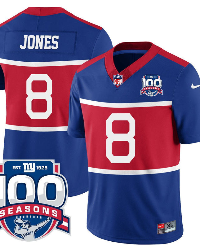 Men's New York Giants "Century Red' 100TH Season Commemorative Jersey TLA - All Stitched NYG_KDZ - KINDOZY