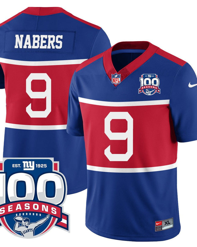 Men's New York Giants "Century Red' 100TH Season Commemorative Jersey TLA - All Stitched NYG_KDZ - KINDOZY