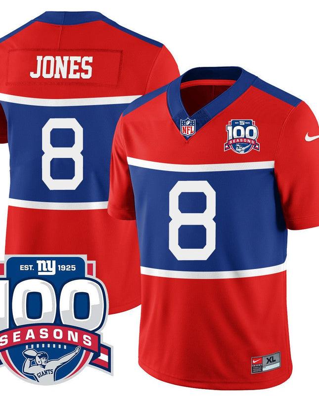 Men's New York Giants "Century Red' 100TH Season Commemorative Jersey TLA - All Stitched NYG_KDZ - KINDOZY