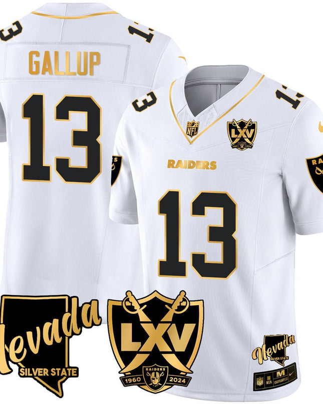 Men's Raiders 2024 Vapor Limited Gold Jersey - 65th Anniversary - All Stitched LVRAI_KDZ - KINDOZY