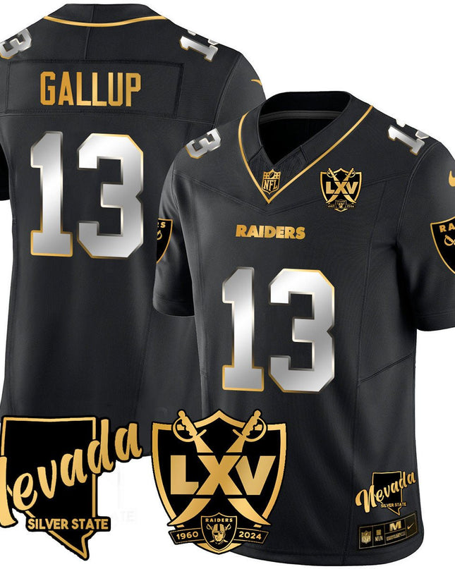 Men's Raiders 2024 Vapor Limited Gold Jersey - 65th Anniversary - All Stitched LVRAI_KDZ - KINDOZY