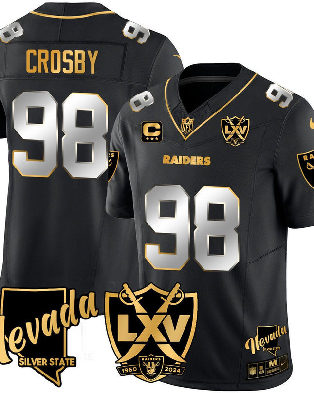 Men's Raiders 2024 Vapor Limited Gold Jersey - 65th Anniversary - All Stitched LVRAI_KDZ - KINDOZY