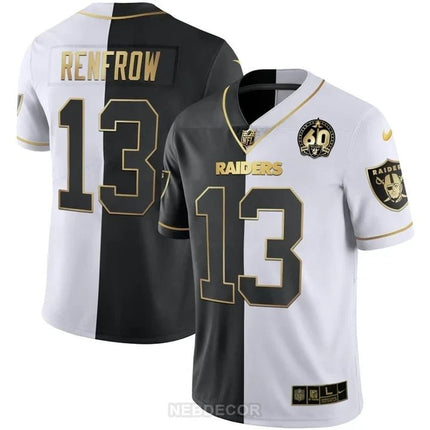 MEN'S RAIDERS 60TH SEASON PATCH GOLD & SPLIT JERSEY - ALL STITCHED LVRAI_KDZ - KINDOZY