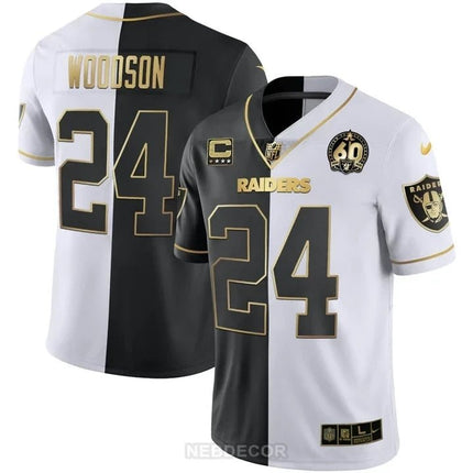 MEN'S RAIDERS 60TH SEASON PATCH GOLD & SPLIT JERSEY - ALL STITCHED LVRAI_KDZ - KINDOZY