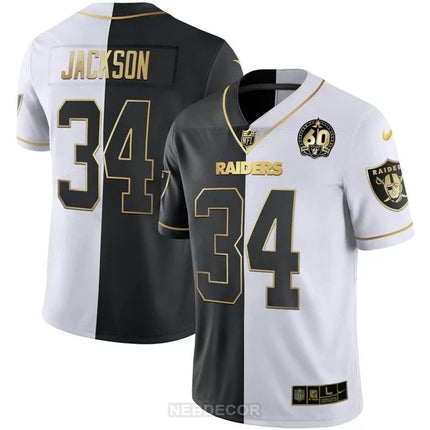 MEN'S RAIDERS 60TH SEASON PATCH GOLD & SPLIT JERSEY - ALL STITCHED LVRAI_KDZ - KINDOZY