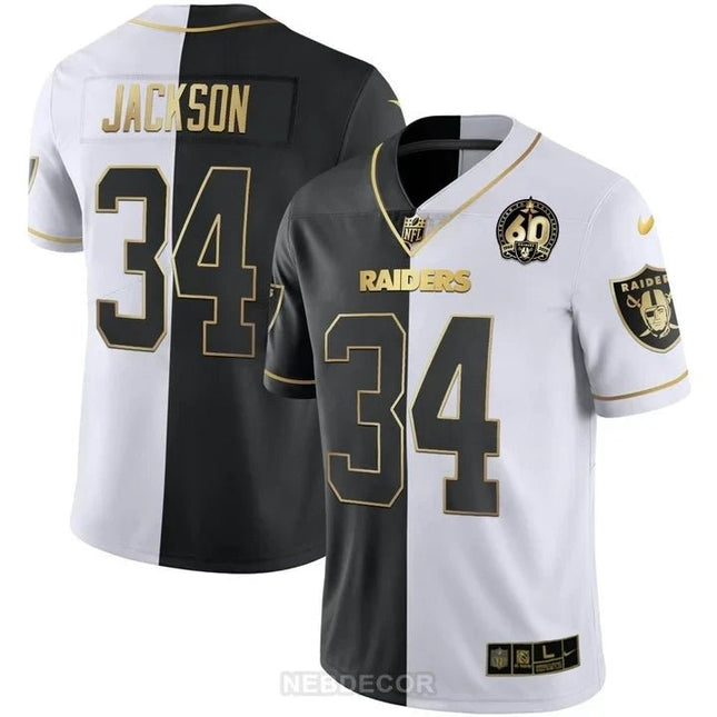 MEN'S RAIDERS 60TH SEASON PATCH GOLD & SPLIT JERSEY - ALL STITCHED LVRAI_KDZ - KINDOZY