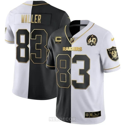MEN'S RAIDERS 60TH SEASON PATCH GOLD & SPLIT JERSEY - ALL STITCHED LVRAI_KDZ - KINDOZY