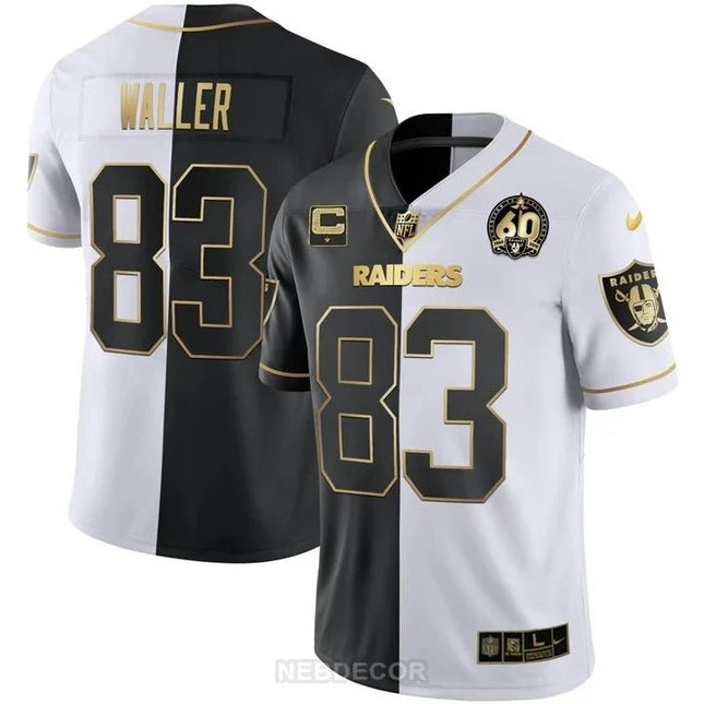 MEN'S RAIDERS 60TH SEASON PATCH GOLD & SPLIT JERSEY - ALL STITCHED LVRAI_KDZ - KINDOZY
