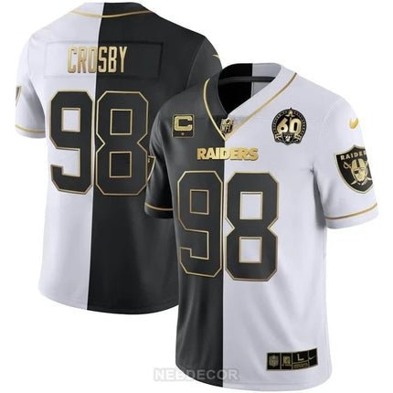 MEN'S RAIDERS 60TH SEASON PATCH GOLD & SPLIT JERSEY - ALL STITCHED LVRAI_KDZ - KINDOZY
