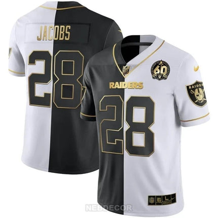 MEN'S RAIDERS 60TH SEASON PATCH GOLD & SPLIT JERSEY - ALL STITCHED LVRAI_KDZ - KINDOZY