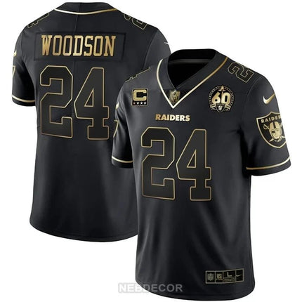 MEN'S RAIDERS 60TH SEASON PATCH GOLD & SPLIT JERSEY - ALL STITCHED LVRAI_KDZ - KINDOZY