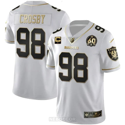 MEN'S RAIDERS 60TH SEASON PATCH GOLD & SPLIT JERSEY - ALL STITCHED LVRAI_KDZ - KINDOZY