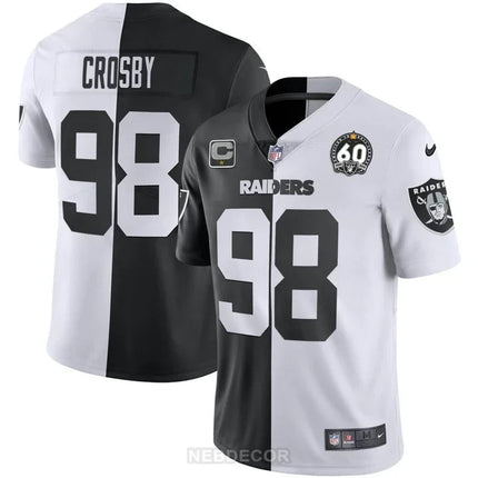 MEN'S RAIDERS 60TH SEASON PATCH GOLD & SPLIT JERSEY - ALL STITCHED LVRAI_KDZ - KINDOZY
