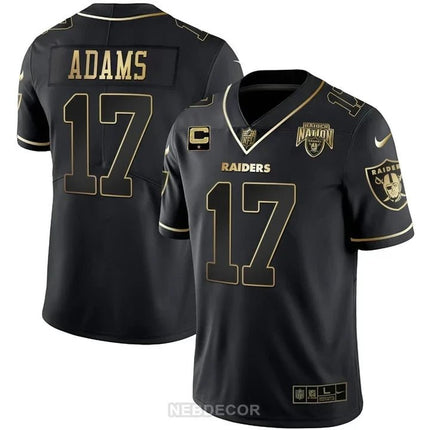 MEN'S RAIDERS NATION PATCH WHITE GOLD AND BLACK GOLD JERSEY - ALL STITCHED LVRAI_KDZ - KINDOZY