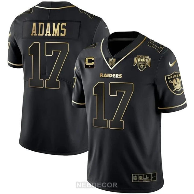 MEN'S RAIDERS NATION PATCH WHITE GOLD AND BLACK GOLD JERSEY - ALL STITCHED LVRAI_KDZ - KINDOZY