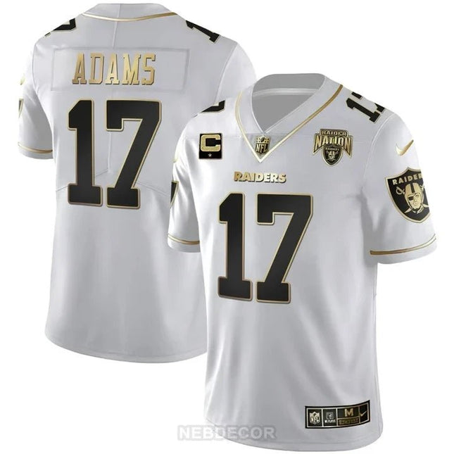 MEN'S RAIDERS NATION PATCH WHITE GOLD AND BLACK GOLD JERSEY - ALL STITCHED LVRAI_KDZ - KINDOZY