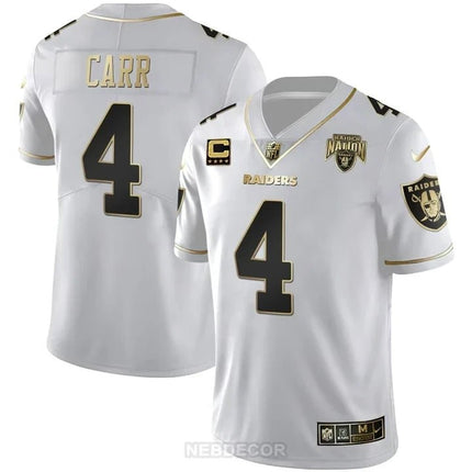 MEN'S RAIDERS NATION PATCH WHITE GOLD AND BLACK GOLD JERSEY - ALL STITCHED LVRAI_KDZ - KINDOZY