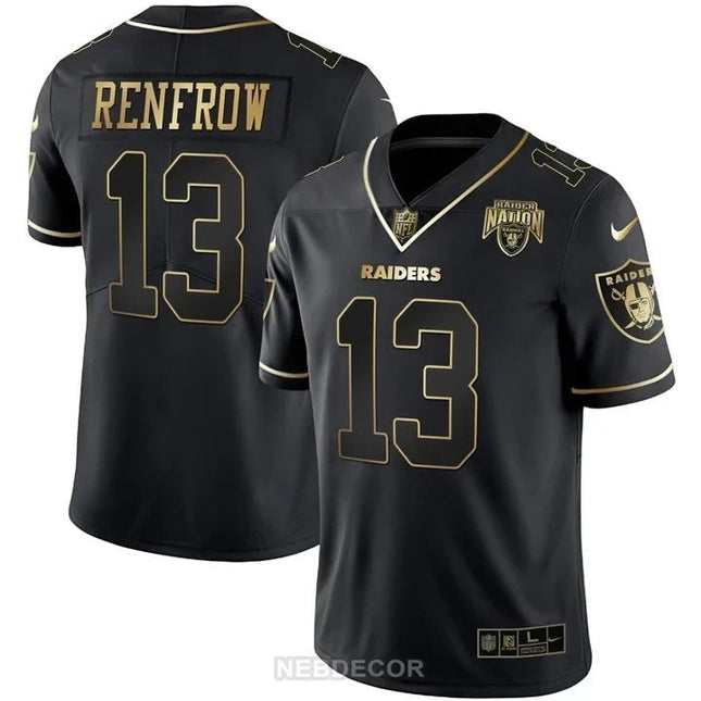 MEN'S RAIDERS NATION PATCH WHITE GOLD AND BLACK GOLD JERSEY - ALL STITCHED LVRAI_KDZ - KINDOZY