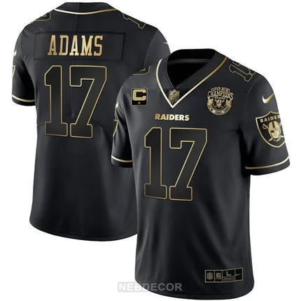 MEN'S RAIDERS SUPER BOWL CHAMPIONS PATCH WHITE GOLD AND BLACK GOLD JERSEY - ALL STITCHED LVRAI_KDZ - KINDOZY