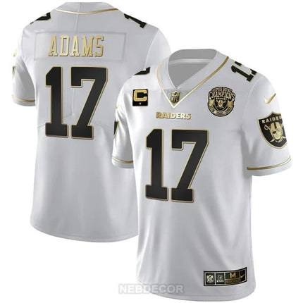MEN'S RAIDERS SUPER BOWL CHAMPIONS PATCH WHITE GOLD AND BLACK GOLD JERSEY - ALL STITCHED LVRAI_KDZ - KINDOZY