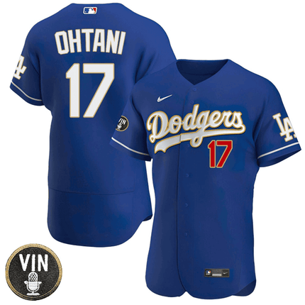 Men's Shohei Ohtani Los Angeles Dodgers Vin Scully Patch Jersey - All Stitched - KINDOZY