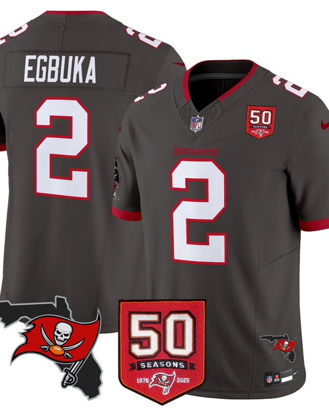 Men's Tampa Bay Buccaneers 50th Season Patch Vapor Limited Jersey - All Stitched TBBUC_KDZ - KINDOZY