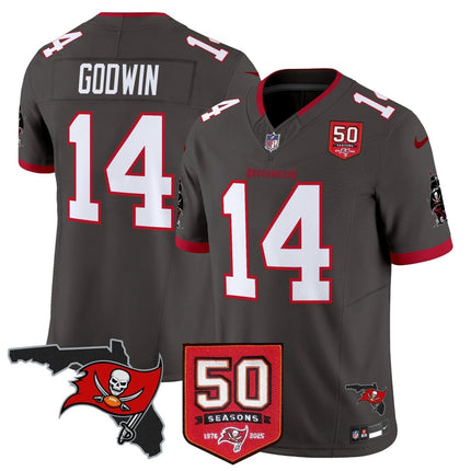 Men's Tampa Bay Buccaneers 50th Season Patch Vapor Limited Jersey - All Stitched TBBUC_KDZ - KINDOZY