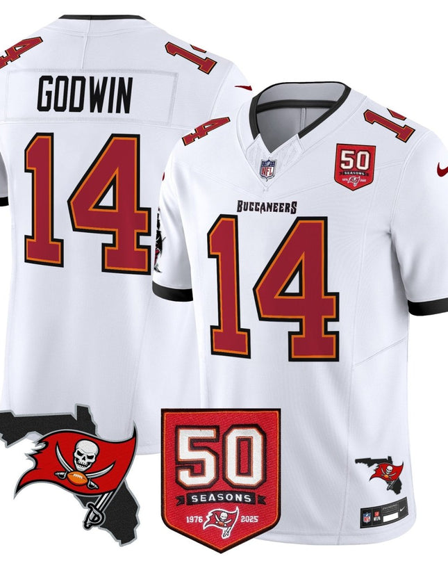 Men's Tampa Bay Buccaneers 50th Season Patch Vapor Limited Jersey - All Stitched TBBUC_KDZ - KINDOZY