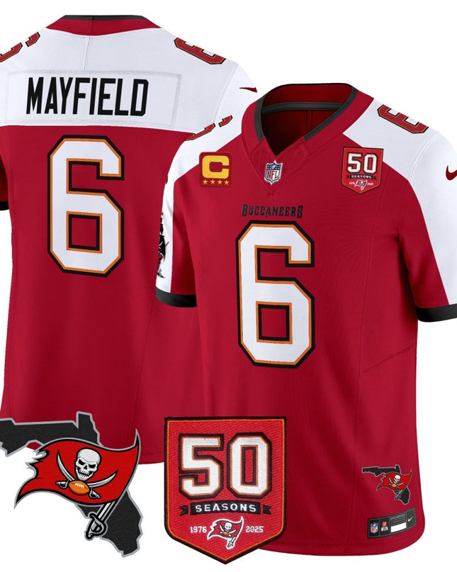Men's Tampa Bay Buccaneers 50th Season Patch Vapor Limited Jersey - All Stitched TBBUC_KDZ - KINDOZY