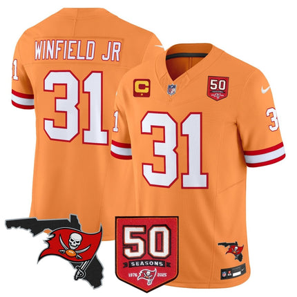 Men's Tampa Bay Buccaneers 50th Season Patch Vapor Limited Jersey - All Stitched TBBUC_KDZ - KINDOZY