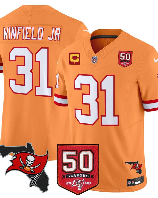 Men's Tampa Bay Buccaneers 50th Season Patch Vapor Limited Jersey - All Stitched TBBUC_KDZ - KINDOZY