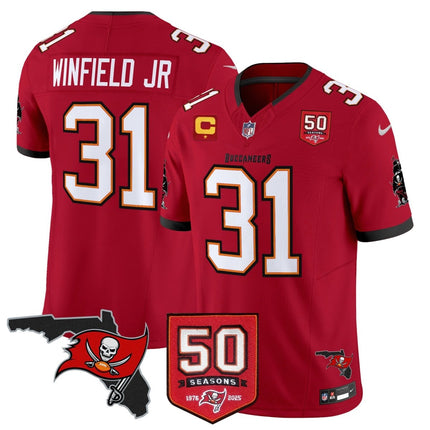 Men's Tampa Bay Buccaneers 50th Season Patch Vapor Limited Jersey - All Stitched TBBUC_KDZ - KINDOZY